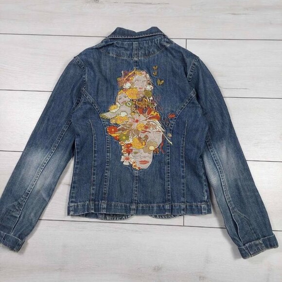 Women's Vintage Dolce & Gabbana Embellished Jean Jacket Size Large-Stunning! - Picture 1 of 5